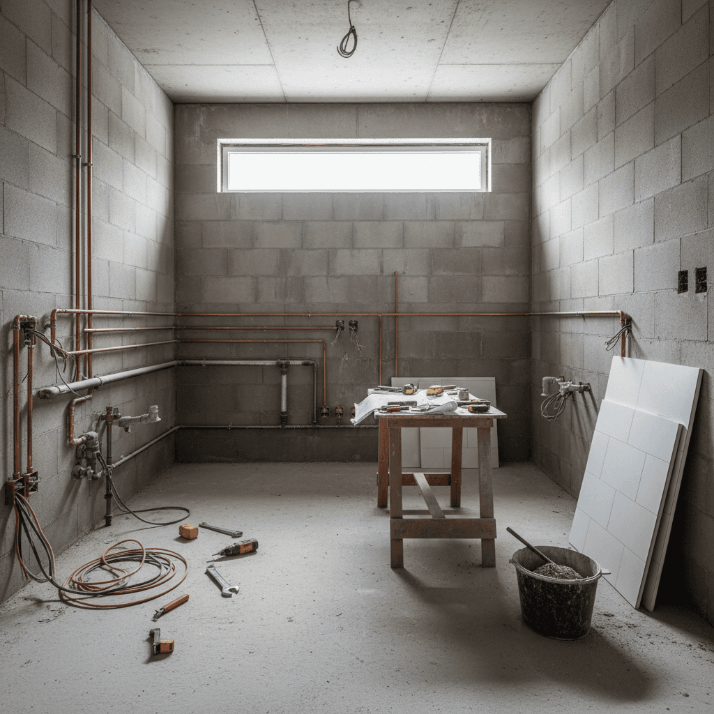 Chantier de salle de bain neuve à Saintes