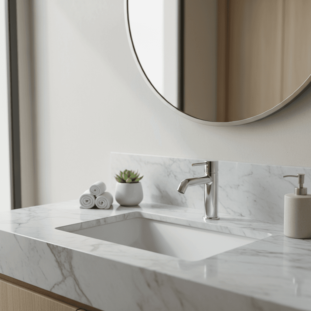 Vasque et meuble de salle de bain neufs installés