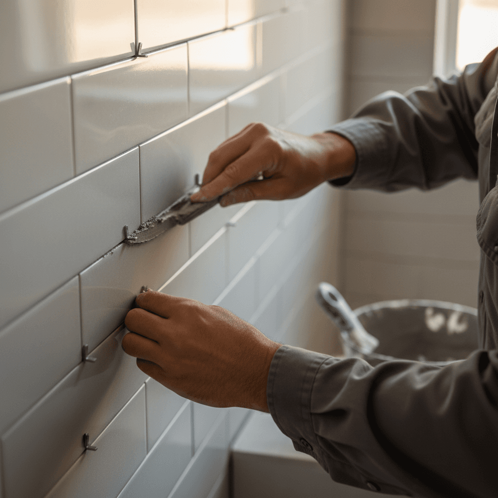 Pose de carrelage et faïence dans une salle de bain par un artisan à Saintes